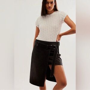 ✖️SOLD✖️Free People We The Free On Tour Denim Wrap Skirt Black 31 ⭐️NEEDS ZIPPER